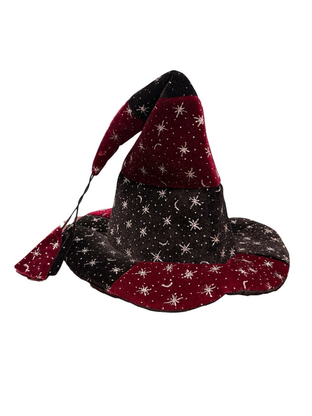 Women’s black & red glitter sparkle witch hat
